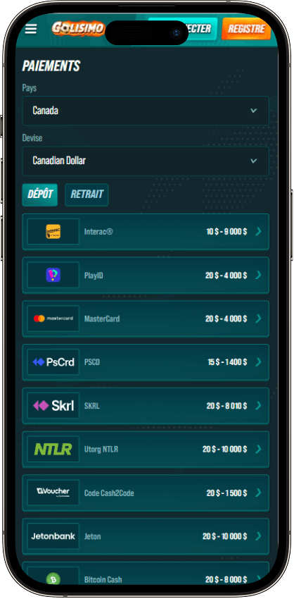 Golisimo Casino Paiements